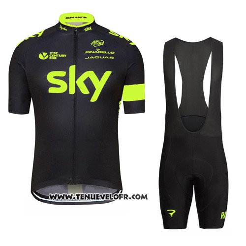 2016 Maillot Ciclismo Sky Vert et Noir Manches Courtes et Cuissard